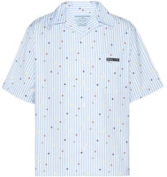 PRADA Blue Polka Dot Stripe Print Short Sleeve Sun Protection Shirt UCS339-10N9-F0076-S-211 PRADA Blue Polka Dot Stripe Print Short Sleeve Sun Protection Shirt UCS339-10N9-F0076-S-211