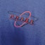 Shop PRADA Blue Short-Sleeve Knit Sweater with Embroidered Logo. UMB045-1WIO-F0216