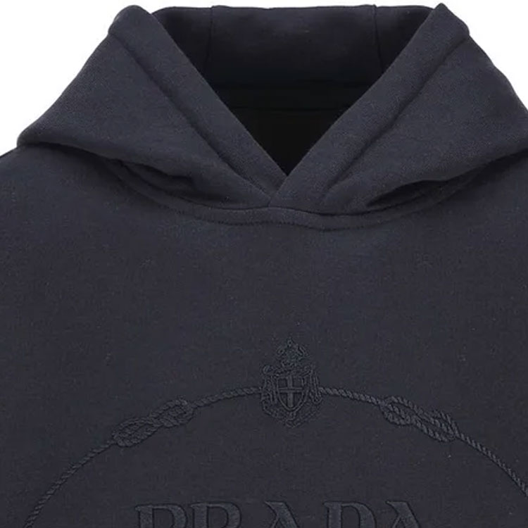 PRADA  Blue Solid Color Loose Fit Hoodie UJL24B-13IP-F0008 圖 5