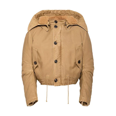 PRADA Brown Solid Color Hooded Casual Jacket. SGC344-1V3W-F0594-S-232