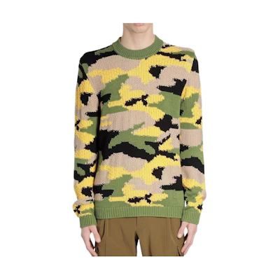PRADA Camouflage Knit Sweater Green Pullover Crewneck UMA978-1VOU-F0613