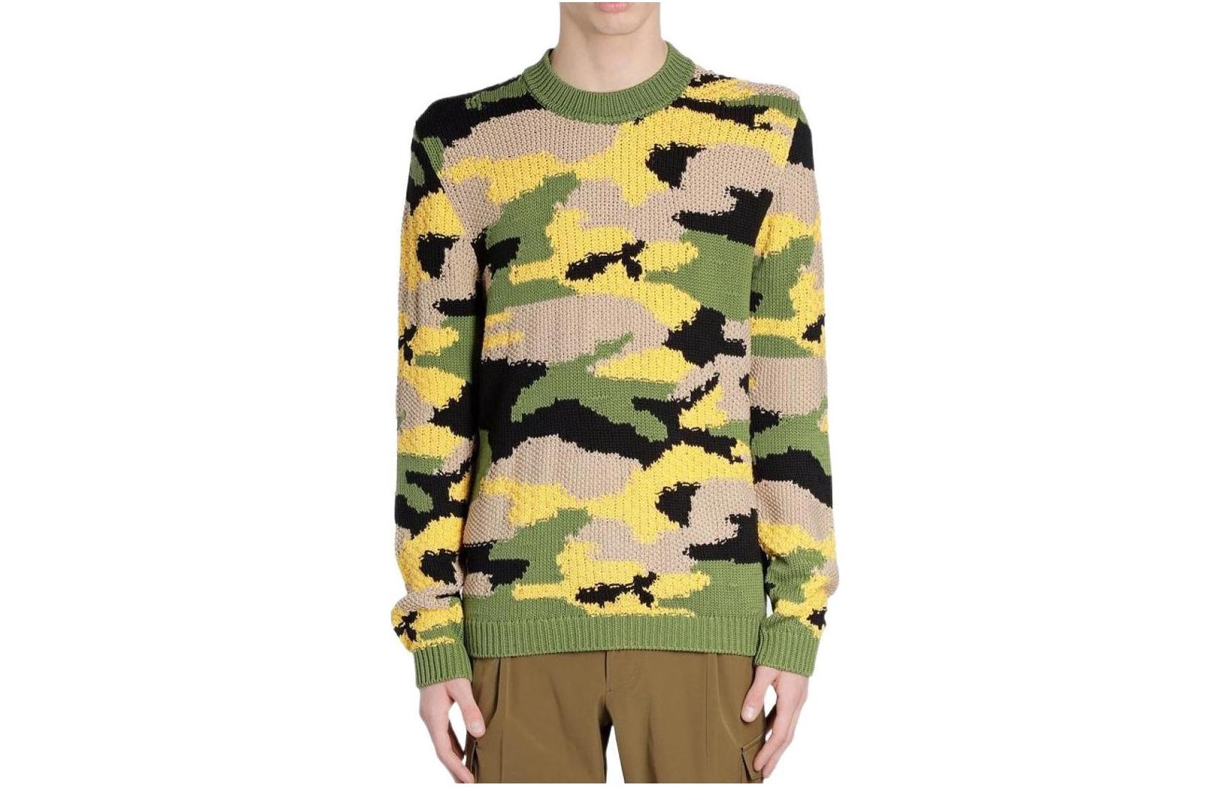 Order PRADA Sweater Rajut Motif Kamuflase Hijau Pullover Crewneck UMA978-1VOU-F0613