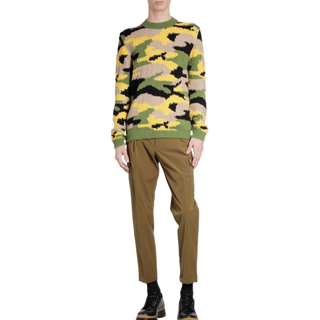 Lookbook PRADA Sweater Rajut Motif Kamuflase Hijau Pullover Crewneck UMA978-1VOU-F0613