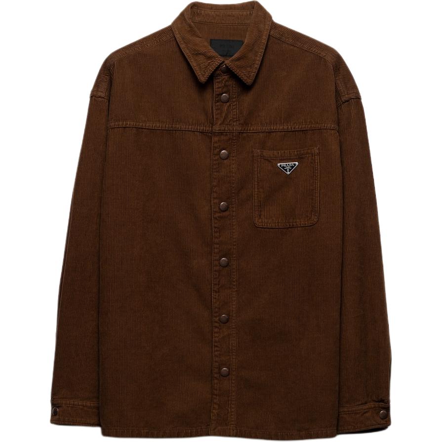 PRADA  Caramel Long-Sleeve Shirt with Chest Pocket and Buttoned Collar GEC090-1449-F098L-S-232