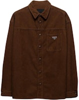 PRADA Caramel Long-Sleeve Shirt with Chest Pocket and Buttoned Collar GEC090-1449-F098L-S-232 PRADA Caramel Long-Sleeve Shirt with Chest Pocket and Buttoned Collar GEC090-1449-F098L-S-232