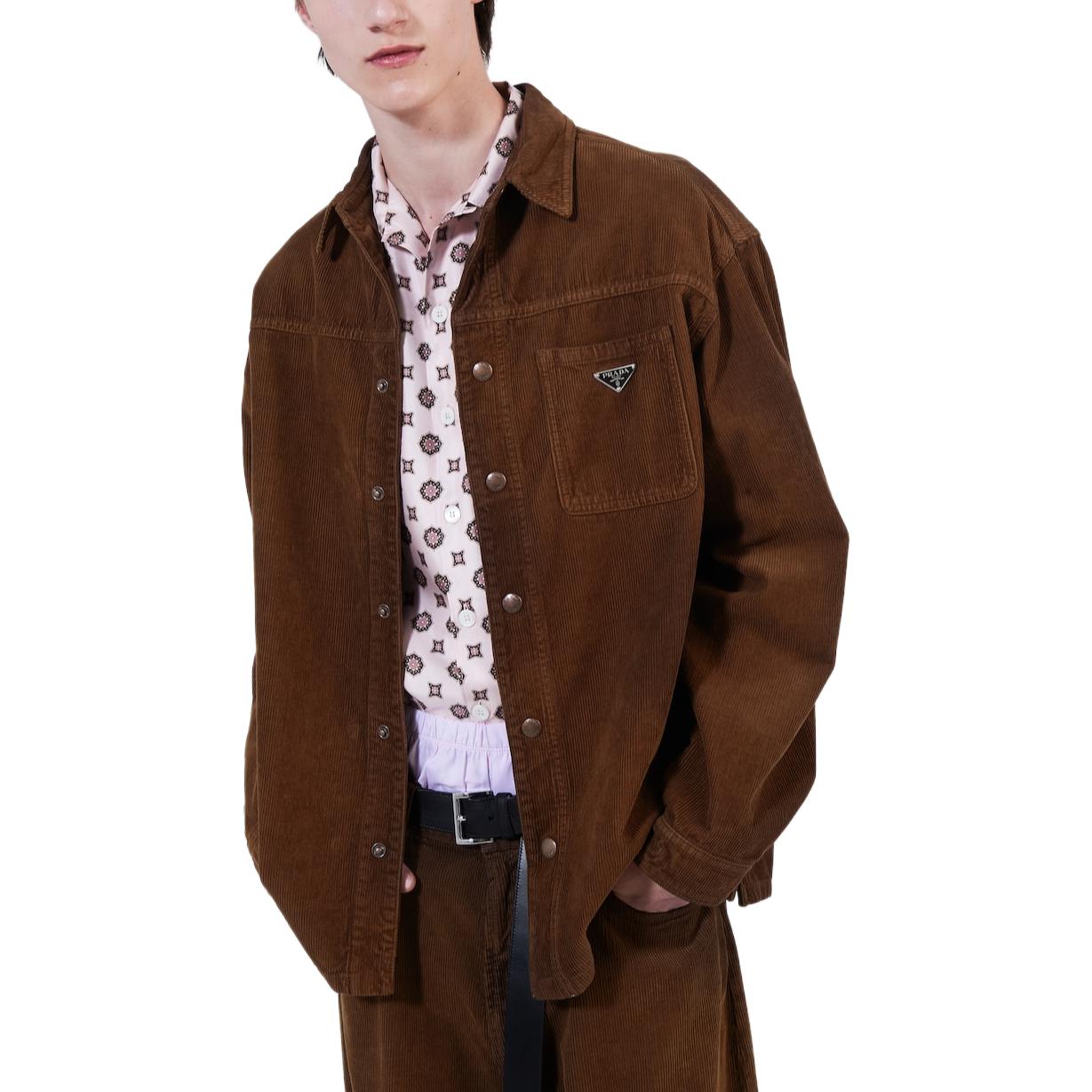 Purchase 프라다 캐러멜 긴팔 셔츠 - 가슴 포켓 & 버튼 칼라 GEC090-1449-F098L-S-232