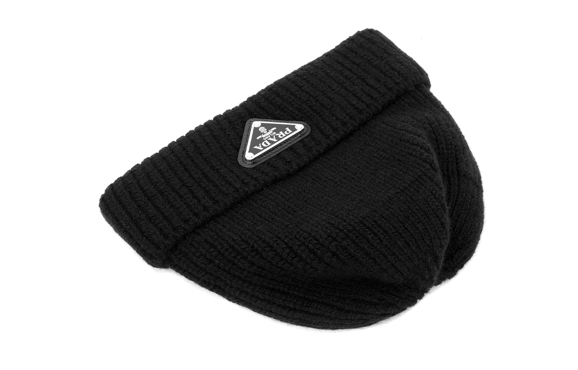 Details for PRADA 黑色羊絨針織帽附標誌補丁 UMD489_3IM_F0002_S_211
