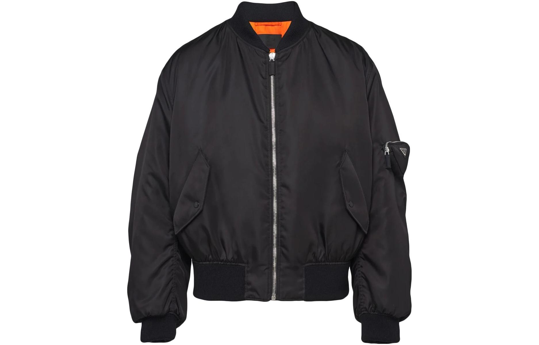 Order PRADA 休閒寬鬆版拉鍊棒球領夾克 黑色 SGB903S222-1WQ8-F0002