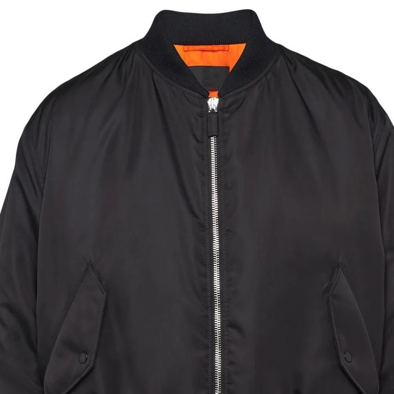 Sizing PRADA 休閒寬鬆版拉鍊棒球領夾克 黑色 SGB903S222-1WQ8-F0002