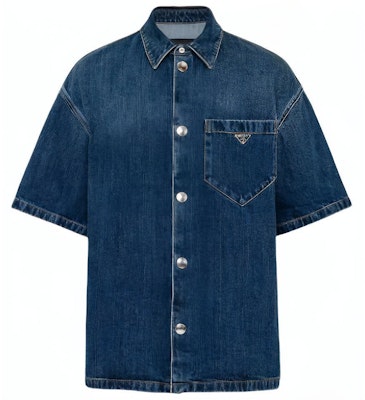 프라다 캐주얼 루즈 핏 스냅 버튼 셔츠 네이비 블루. GEC067_14EF_F0008_S_212 Buy 프라다 캐주얼 루즈 핏 스냅 버튼 셔츠 네이비 블루. GEC067_14EF_F0008_S_212