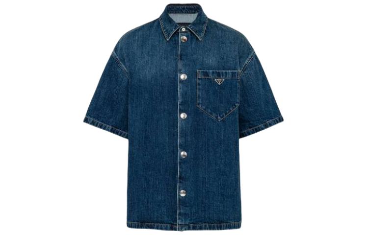 Order PRADA 休閒寬鬆按扣襯衫 深藍色 GEC067_14EF_F0008_S_212