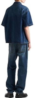 프라다 캐주얼 루즈 핏 스냅 버튼 셔츠 네이비 블루. GEC067_14EF_F0008_S_212 Shop 프라다 캐주얼 루즈 핏 스냅 버튼 셔츠 네이비 블루. GEC067_14EF_F0008_S_212