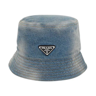 PRADA Classic Logo Bucket Hat Blue. 2HC13712K1F0V3N