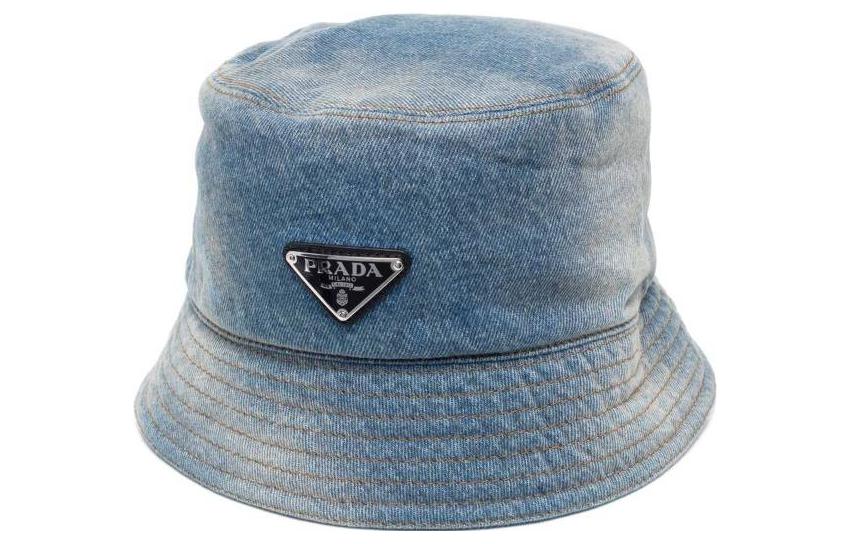 Shop PRADA Sombrero Cubo Azul Logo Clásico. 2HC13712K1F0V3N