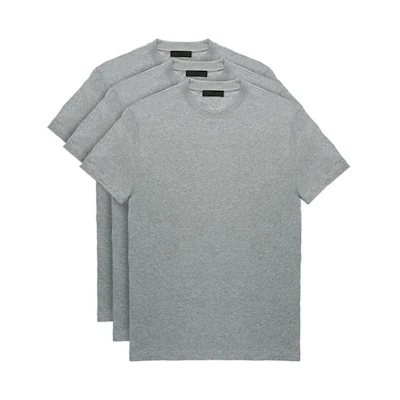 PRADA Cotton Knit Crew Neck T-Shirt 3-Pack Set - Gray. UJM492ILK-F0031