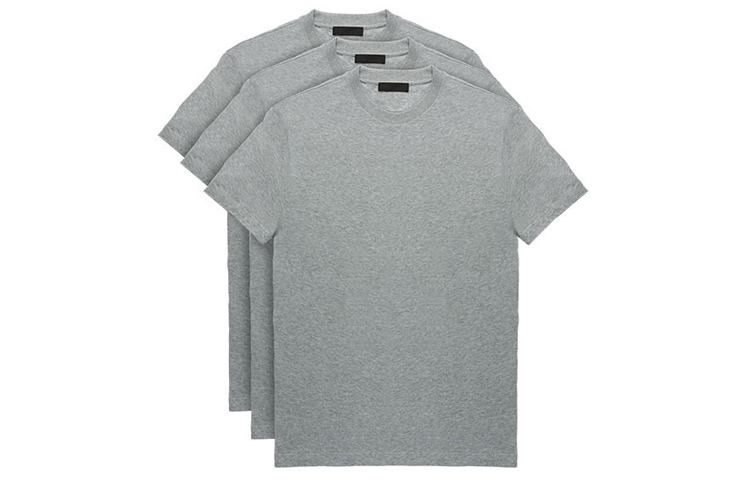 PRADA  Cotton Knit Crew Neck T-Shirt 3-Pack Set - Gray. UJM492ILK-F0031 圖 2