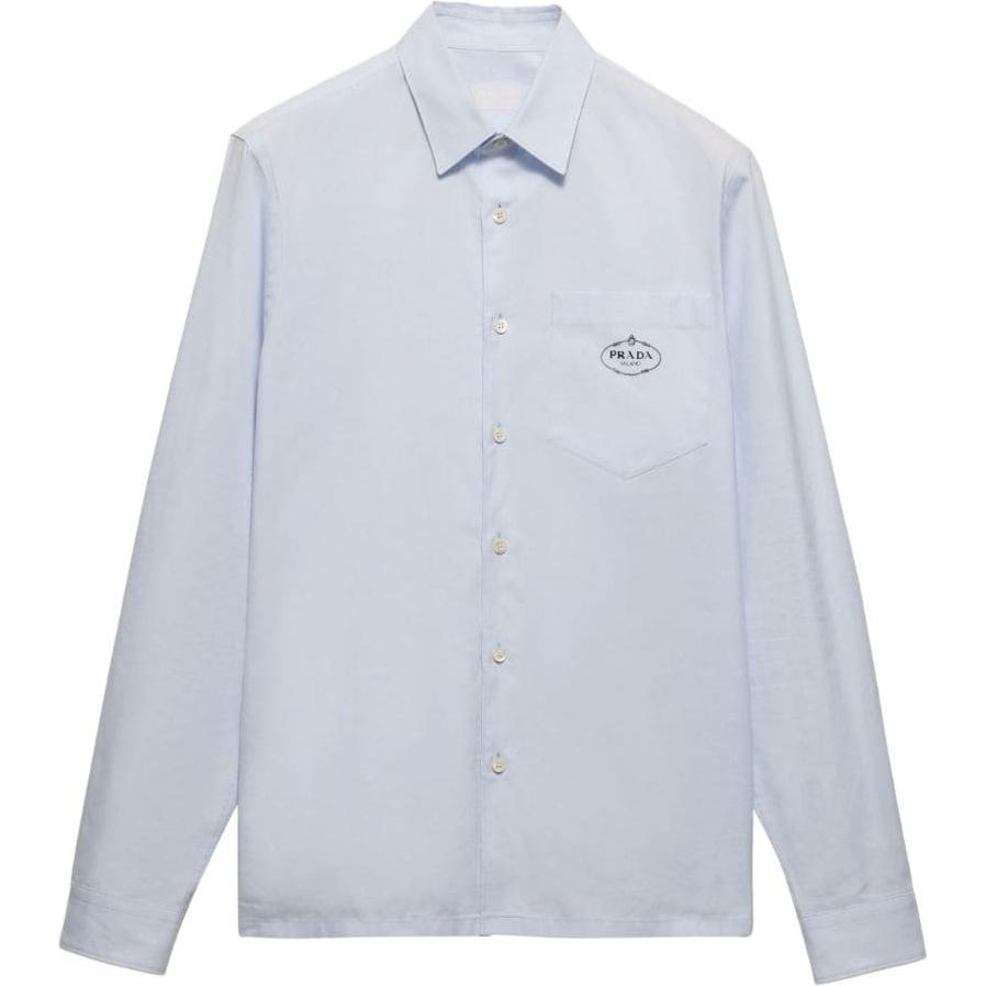 Order PRADA  FW24 Light Blue Long Sleeve Shirt with Logo Embroidery. UCN425-15MZ-F0012-S-221
