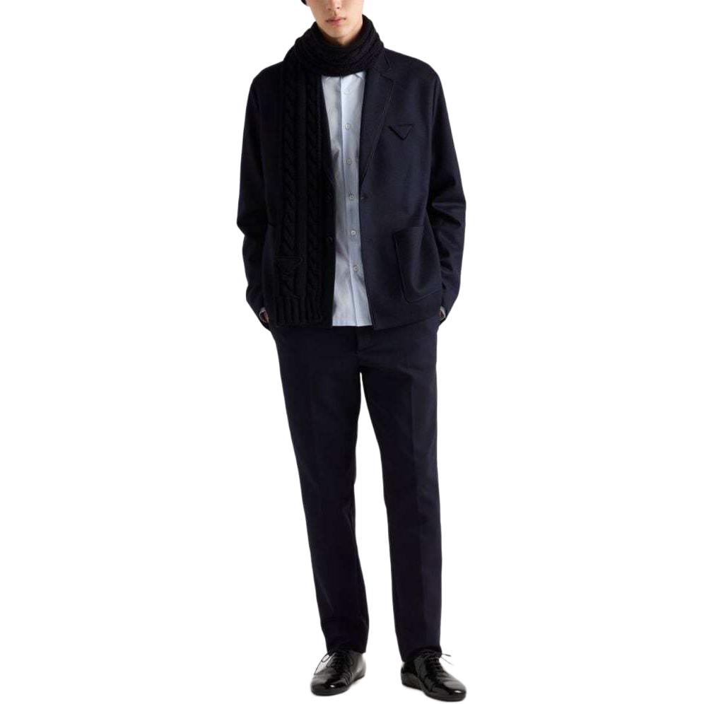 Lookbook PRADA  FW24 Light Blue Long Sleeve Shirt with Logo Embroidery. UCN425-15MZ-F0012-S-221