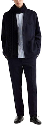 PRADA FW24 Light Blue Long Sleeve Shirt with Logo Embroidery. UCN425-15MZ-F0012-S-221 Lookbook PRADA FW24 Light Blue Long Sleeve Shirt with Logo Embroidery. UCN425-15MZ-F0012-S-221