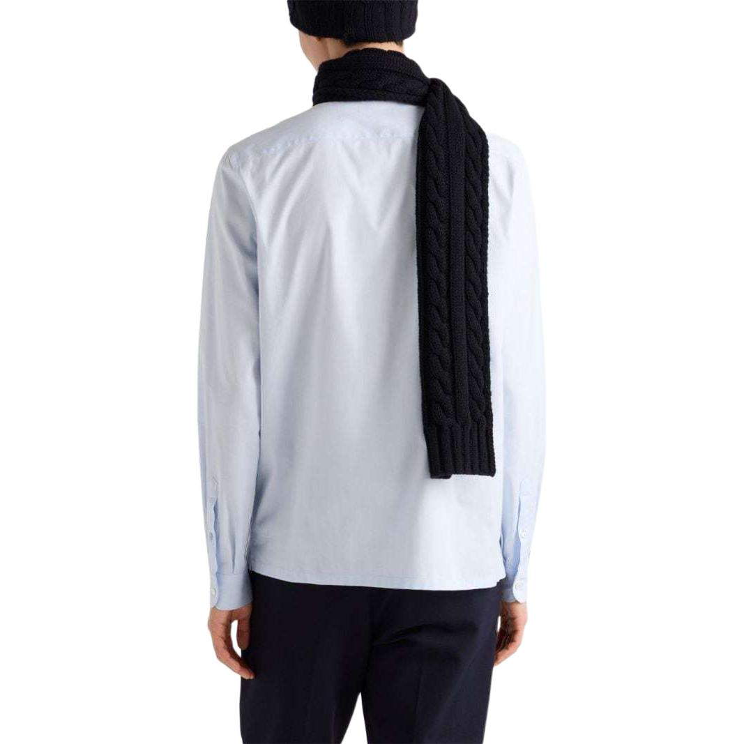 Shop PRADA  FW24 Light Blue Long Sleeve Shirt with Logo Embroidery. UCN425-15MZ-F0012-S-221