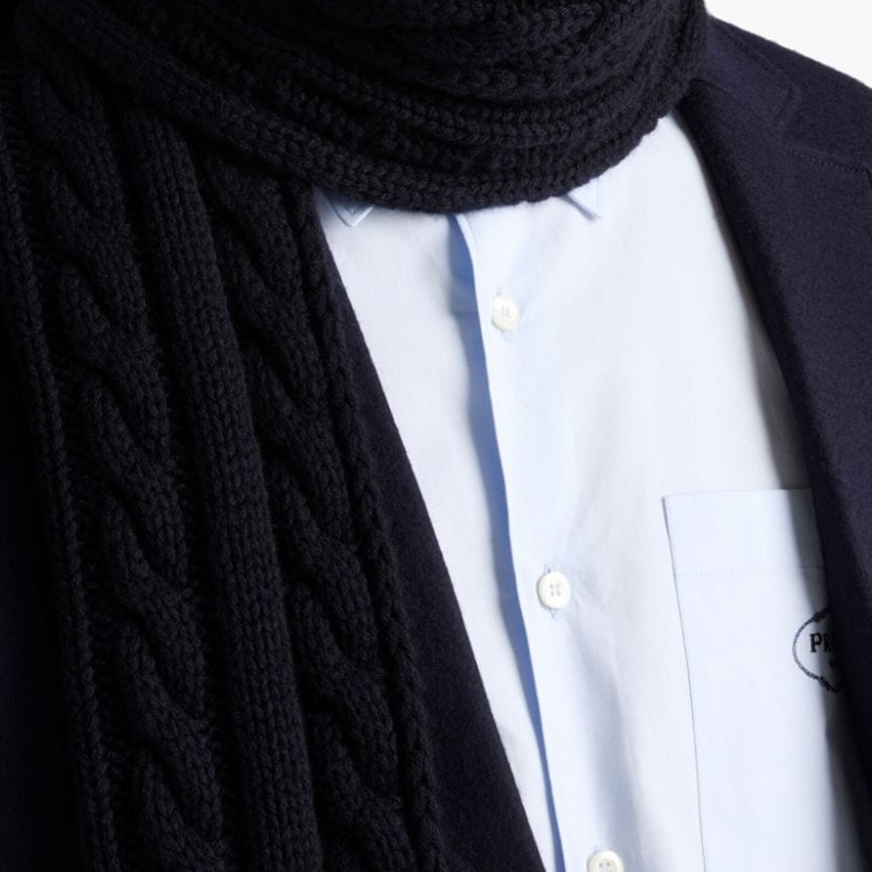 Details for PRADA  FW24 Light Blue Long Sleeve Shirt with Logo Embroidery. UCN425-15MZ-F0012-S-221