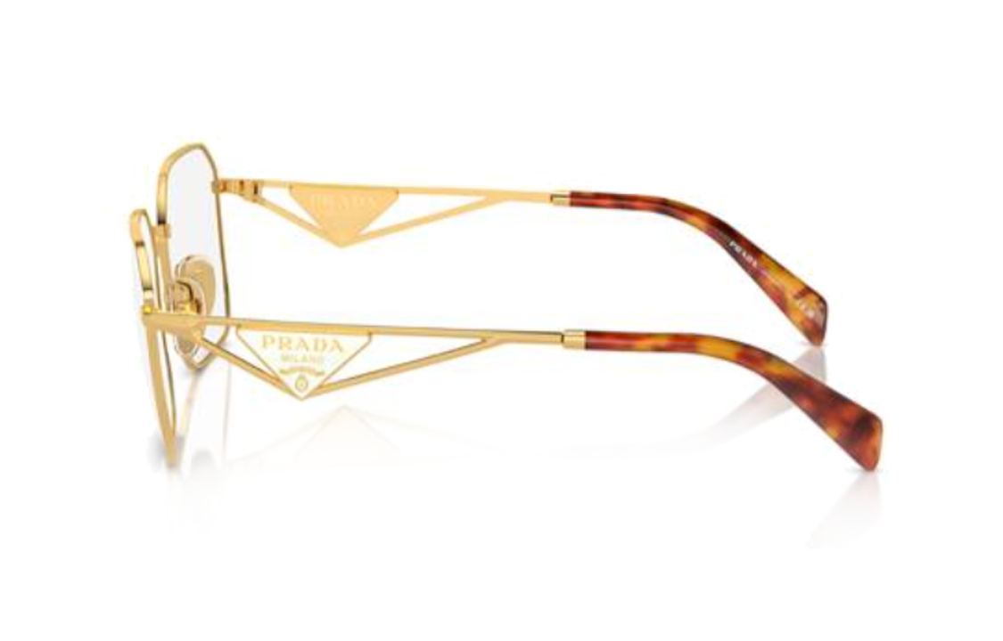 PRADA  Gold Metal Irregular Optical Glasses with Hollowed Temples. PRA51V5AK1O1 圖 4