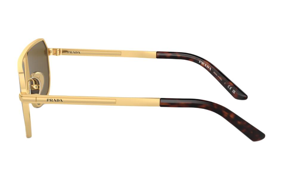 PRADA  Gold Rectangular Metal Sunglasses with Logo Print Temples. PRA53S1BK01T 圖 4