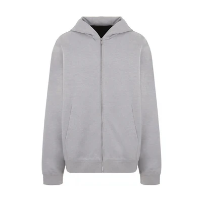 PRADA Gray Slim Fit Zip Hoodie Jacket with Letter Print UJL02B-1Y13-F0031