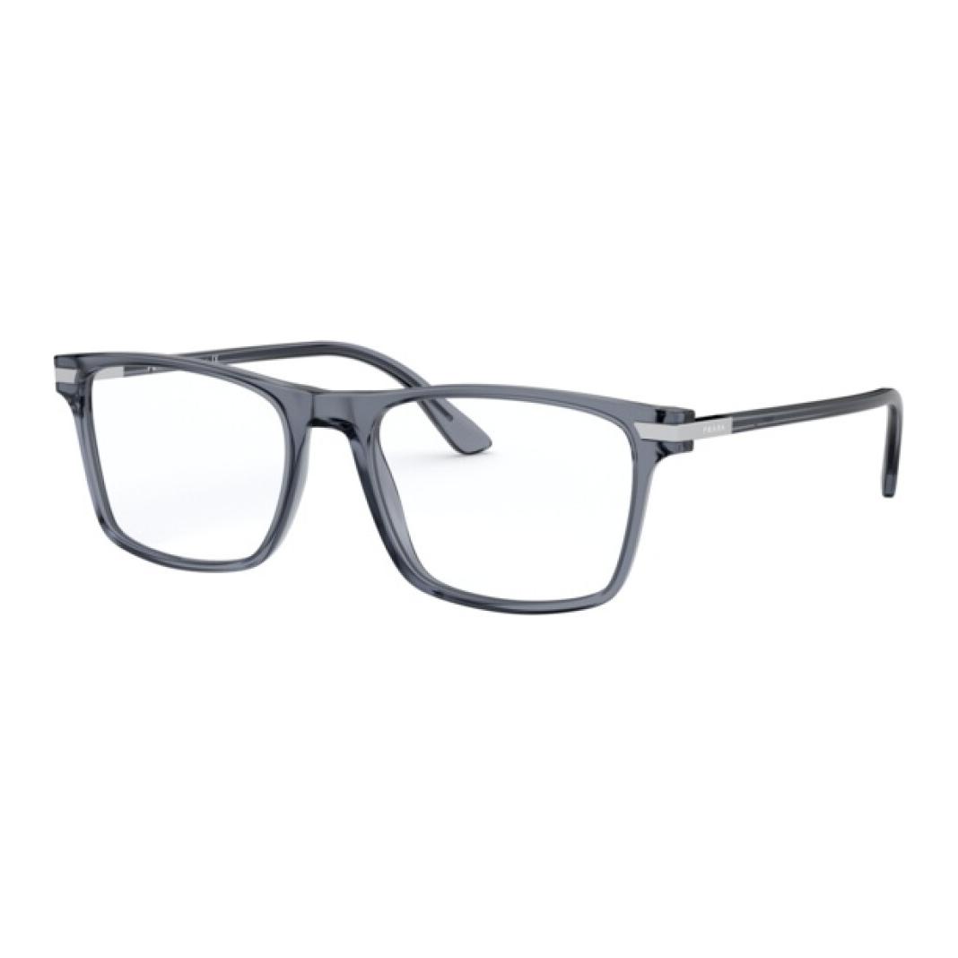 PRADA  Gray Square Optical Glasses with Metal-Plastic Frame and Logo. VPR01W01G101