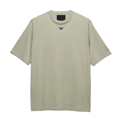 PRADA Green Cotton Logo Crewneck Short Sleeve T-Shirt SS24 UJN86-1240-F0E1D-S-232