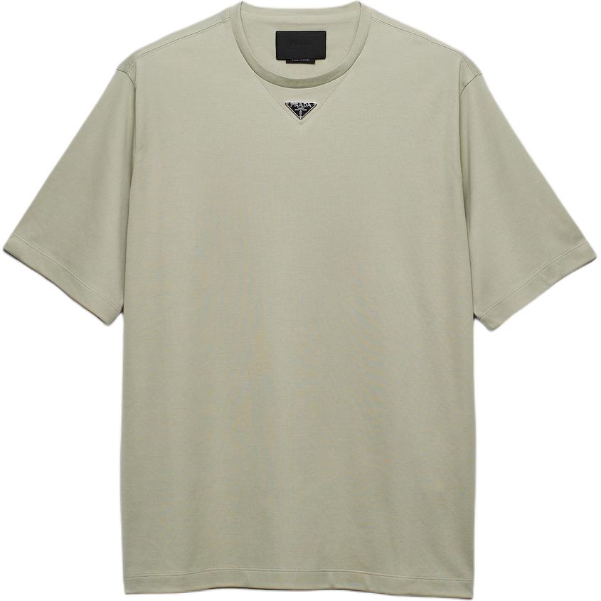 Order PRADA 그린 코튼 로고 크루넥 반팔 티셔츠 SS24 UJN86-1240-F0E1D-S-232