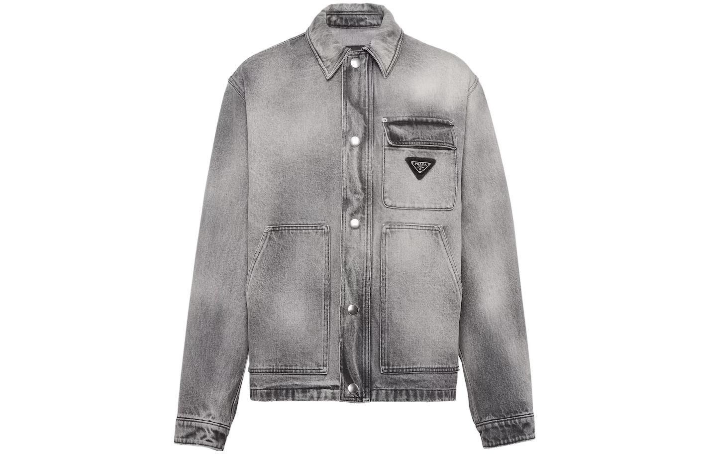PRADA  Grey Single-Breasted Casual Denim Jacket. GEB231-13B4-F01AY-S-232