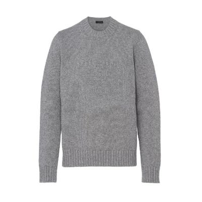 PRADA Grey Solid Color Crewneck Casual Long Sleeve Sweater UMB645-13HI-F0031-S-232