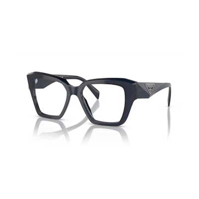 PRADA Irregular Acetate Optical Glasses Frame with Logo - Blue PR09ZV08Q1O1