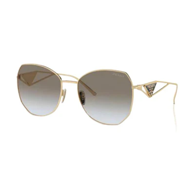 PRADA Irregular Gold Metal Logo Sunglasses PR57YSZVN0A7