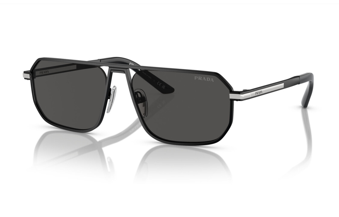 PRADA  Irregular Metal Frame Black Sunglasses with Decorative Temples PRA53S1BO5S0