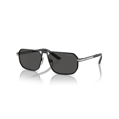PRADA Irregular Metal Frame Black Sunglasses with Decorative Temples PRA53S1BO5S0