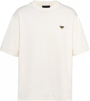 PRADA Ivory Cotton Crewneck Short Sleeve T-Shirt. UJN861-14LK-F0018-S-WMO PRADA Ivory Cotton Crewneck Short Sleeve T-Shirt. UJN861-14LK-F0018-S-WMO