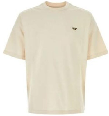 프라다 아이보리 코튼 크루넥 반팔 티셔츠. UJN861-14LK-F0018-S-WMO Order 프라다 아이보리 코튼 크루넥 반팔 티셔츠. UJN861-14LK-F0018-S-WMO