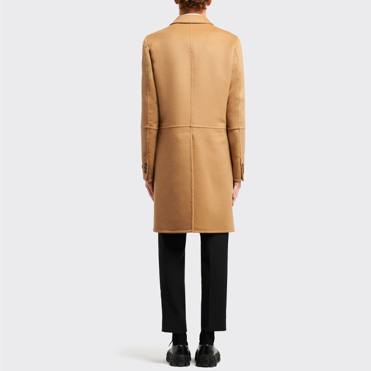 Shop PRADA  Khaki Single-Breasted Loose-Fit Long Sleeve Casual Coat UC404D-03H-F0040-S-182