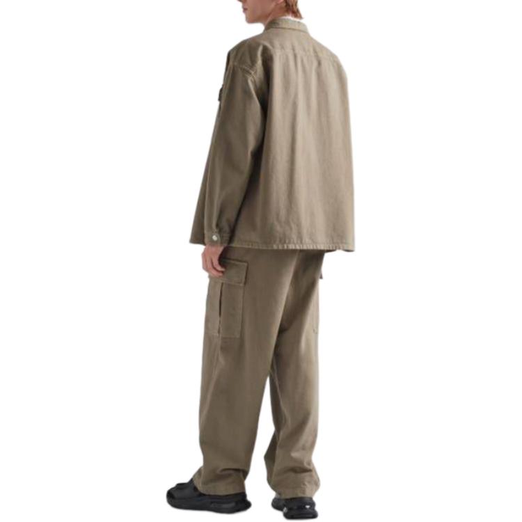 Purchase 普拉达卡其色纯色牛仔纹理长袖衬衫. GEC088-13B3-F0572-S-232