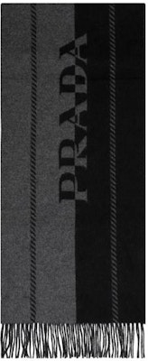 PRADA Syal Wol Logo Huruf - Hitam/Abu-Abu. 2FS0572FK3 Buy PRADA Syal Wol Logo Huruf - Hitam/Abu-Abu. 2FS0572FK3