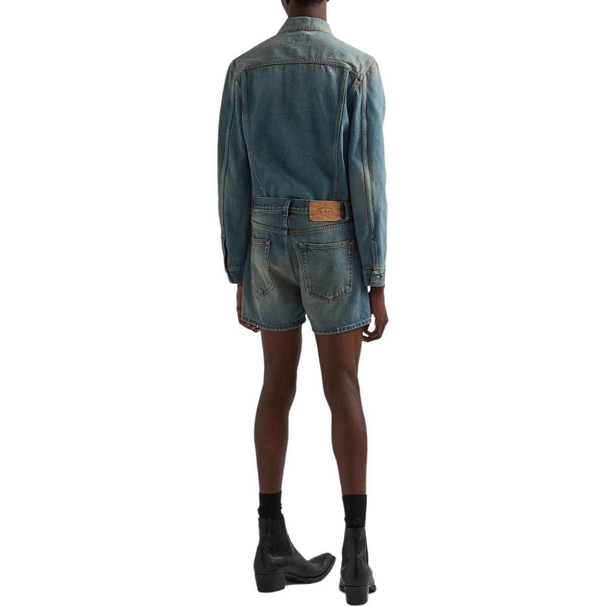 Shop 普拉达 浅蓝色标志长袖单排扣夹克 GEB227-12K1-F0V3N-S-231