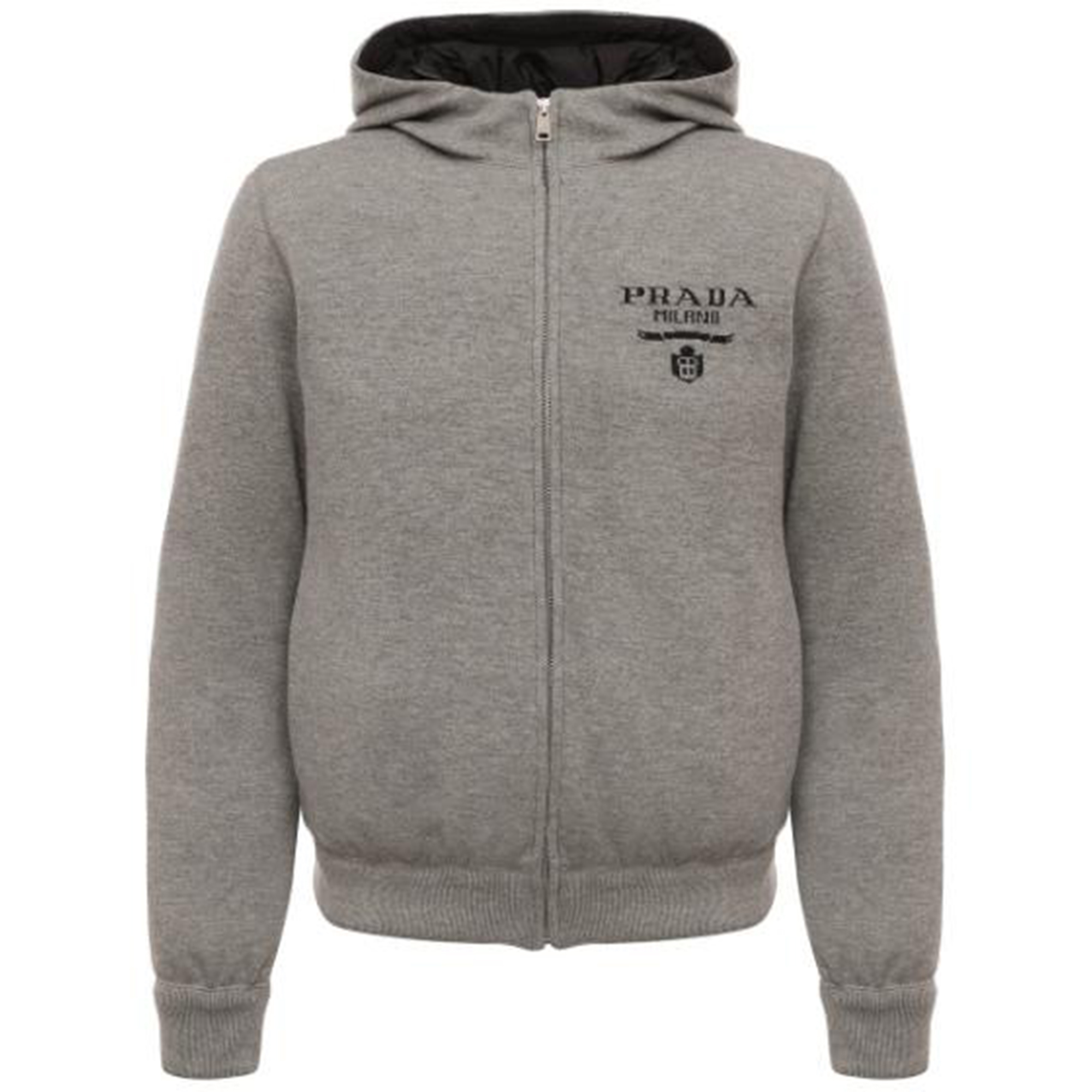 PRADA  Logo Print Zip-Up Hooded Puffer Jacket Grey SGC021-10J4-F0031-S-212