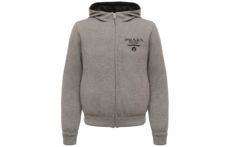 Order PRADA  Logo Print Zip-Up Hooded Puffer Jacket Grey SGC021-10J4-F0031-S-212
