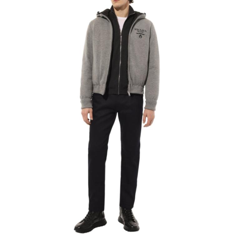 Lookbook PRADA  Logo Print Zip-Up Hooded Puffer Jacket Grey SGC021-10J4-F0031-S-212