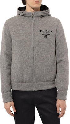 PRADA Logo Print Zip-Up Hooded Puffer Jacket Grey SGC021-10J4-F0031-S-212 Shop PRADA Logo Print Zip-Up Hooded Puffer Jacket Grey SGC021-10J4-F0031-S-212