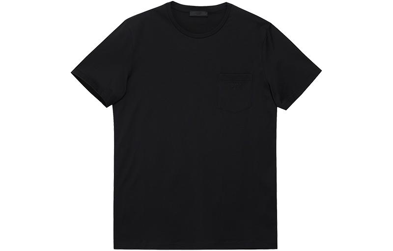 Order PRADA  Loose Fit Solid Black Short Sleeve Crewneck T-Shirt. UJN006 10O4 F0002 (S