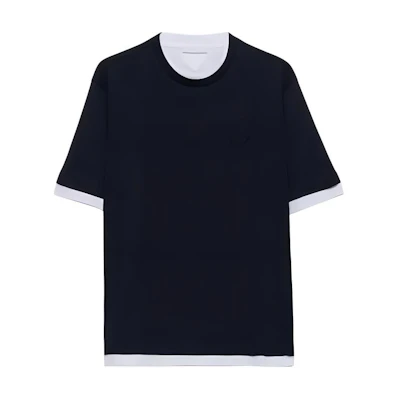 PRADA Navy Blue Loose Fit Logo Crewneck T-Shirt UJN912-11CD-F0124-S-OOO