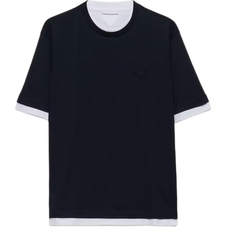 Order 普拉达海军蓝宽松款Logo圆领T恤 UJN912-11CD-F0124-S-OOO